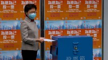Hong Kong Chief Executive Carrie Lam casts her vote in citywide Legislative Council election