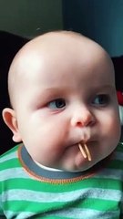 Cute baby eating the noodles Mom So Yummmmmmy
