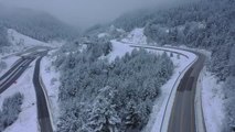 KASTAMONU - Kar kalınlığının 30 santimetreye yaklaştığı Ilgaz Dağı havadan görüntülendi