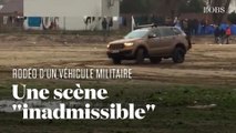 A Calais, un véhicule militaire fait un rodéo (et s'embourbe) près d'un camp de migrants
