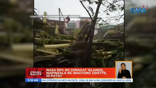 Nasa 90% ng Dinagat Islands, napinsala ng bagyong Odette, 10 patay | UB