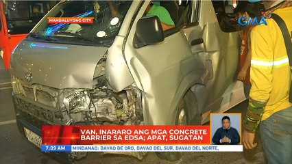 Van, inararo ang mga concrete barrier sa EDSA; apat, sugatan | UB