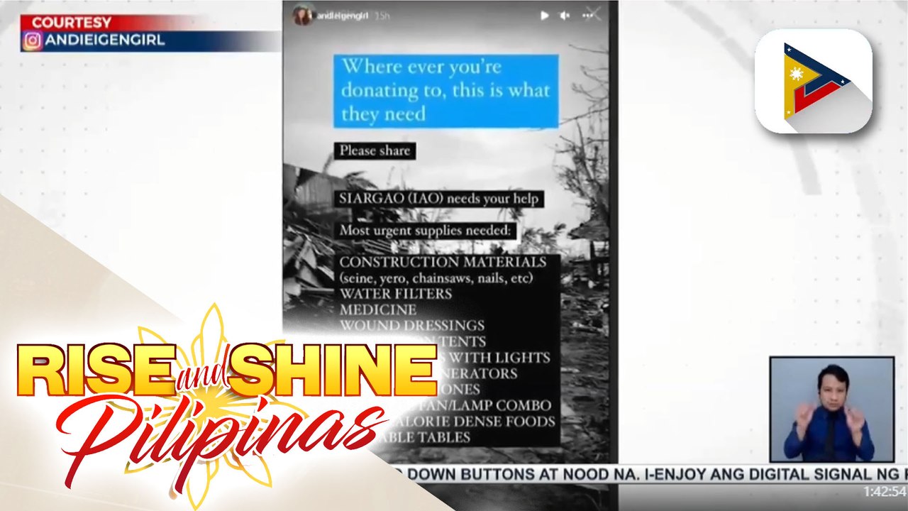 Aktres na si Andi Eigenmann, nanawagan ng tulong matapos masalanta ng bagyong Odette ang kanilang lugar