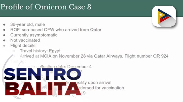 Ikatlong Omicron variant case ng bansa, naitala; 3 close contacts nito, natukoy na