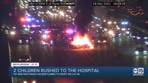 3 hospitalized after crash, car bursts into flames on US 60 near McClintock Drive