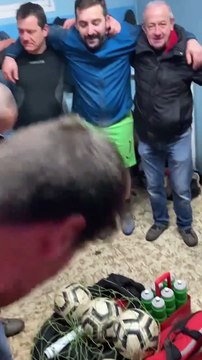 LE VESTIAIRE DE L'AS DU PIC APRÈS SA VICTOIRE 6 BUTS À 2 À SAINT JEAN DE MUZOLS