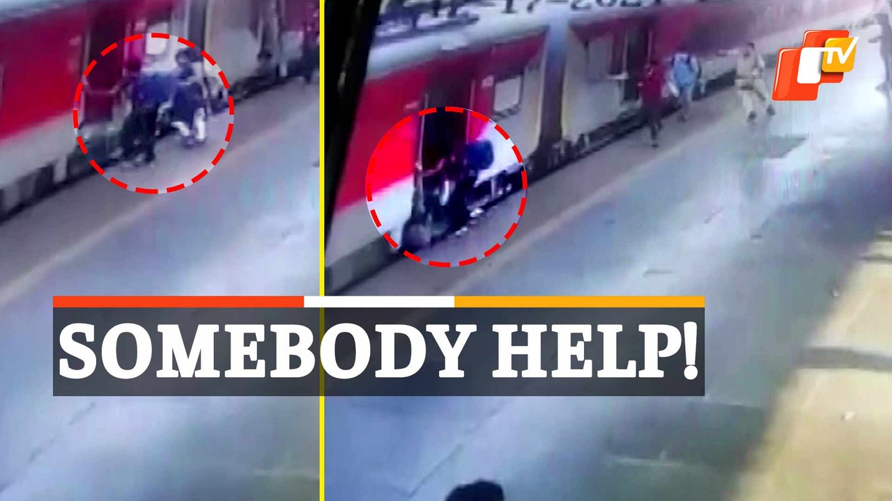 WATCH: Woman Passenger Slips While Boarding Train At Panvel, Pulled Out To Safety By Alert RPF Jawan