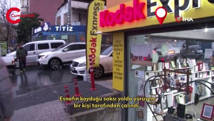 Maltepe’de esnafa hırsız şoku: Yoldan geçerken saksıyı çaldı