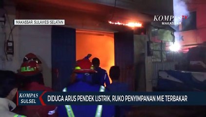Diduga Arus Pendek Lisrik, Ruko Penyimpanan Mie Terbakar