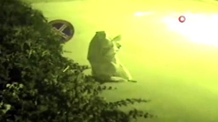 Çuvallı hırsız kameralara yakalandı