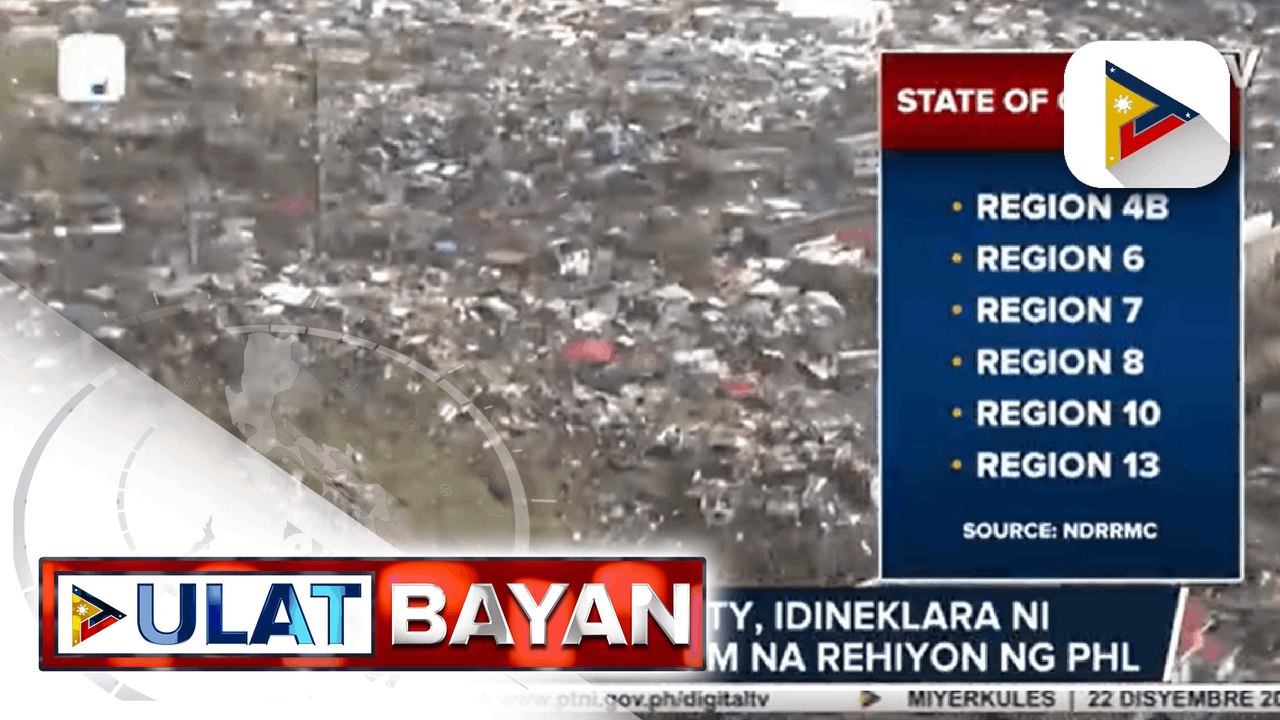 State of Calamity, idineklara ni Pres. Duterte sa anim na rehiyon; NDRRMC: Naiulat na patay sa bagyong Odette, nasa 177