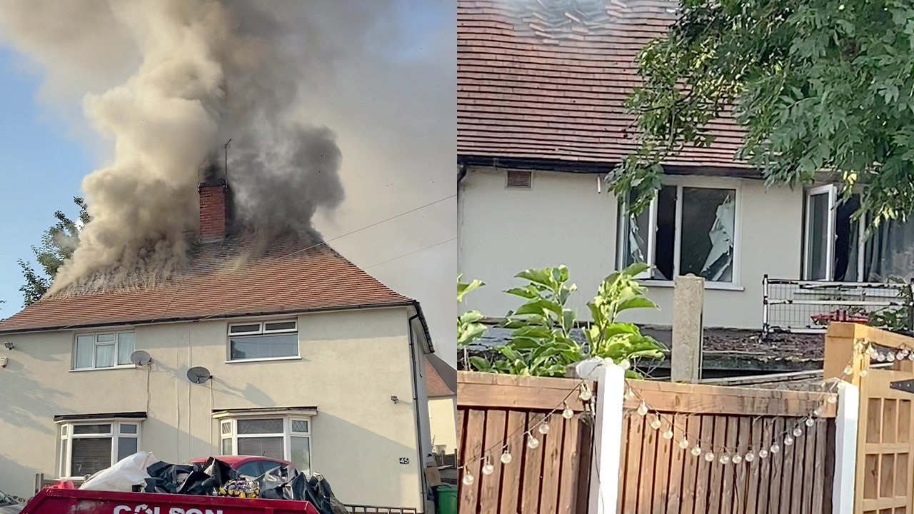 'Roof of a cannabis grow house in Nottingham destroyed by fire '