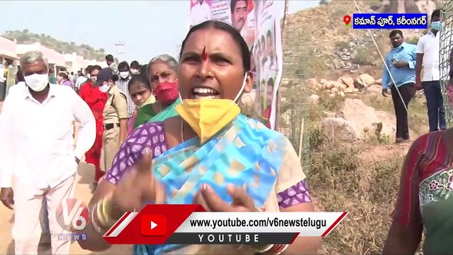Minister Gangula Kamalakar Warns Public, Public Protest for Double Bedroom Houses _ V6 News