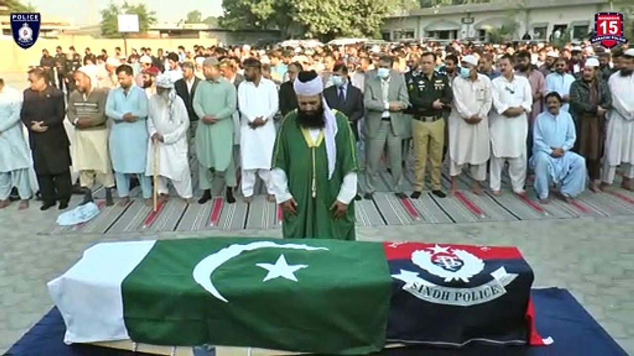 Funeral prayer of martyred ASI of Madadgar 15 Mohammed Iqbal offered at the Special Security Unit Headquarters