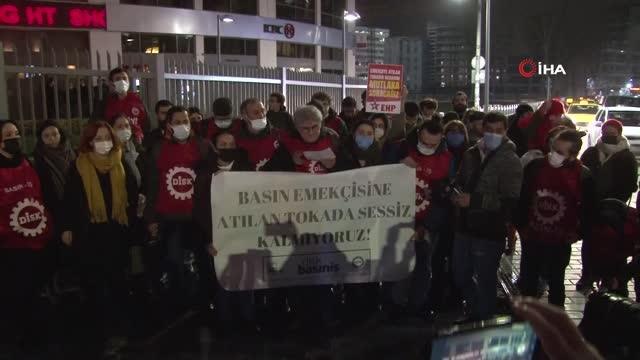 Habertürk Binası önünde protesto, İHA Muhabiri Ahmet Demir'e destek için toplandılar
