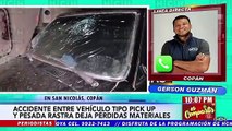 Choque entre rastra y un pick-up deja pérdidas materiales en San Nicolás, Copán