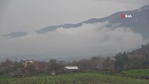 Amanos Dağları yağmur sonrası sis bulutları ile kaplandı