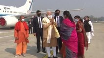 PM Modi arrives in Prayagraj, to interact with 2 lakh women