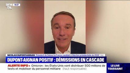 Download Video: Des membres de l'équipe de Nicolas Dupont-Aignan démissionnent en découvrant qu'il leur aurait caché être positif au Covid-19