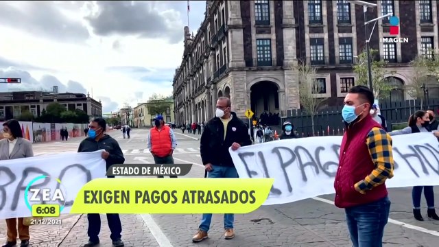 Trabajadores exigen pagos atrasados en Estado de México