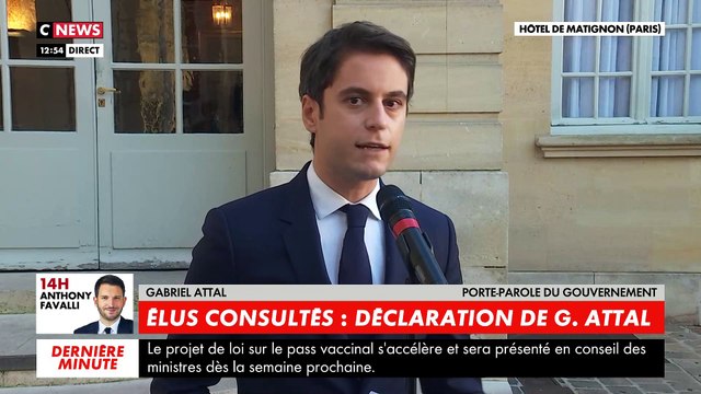Coronavirus: Gabriel Attal annonce qu'un conseil des ministres exceptionnel aura lieu lundi prochain pour accélérer l'adoption du pass vaccinal