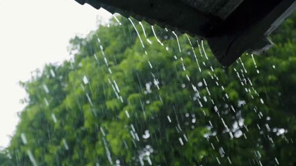 RAIN POURING FROM ROOF