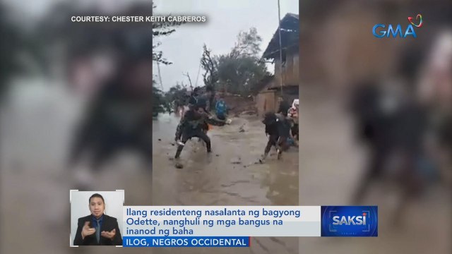 Ilang residenteng nasalanta ng bagyong Odette, nanghuli ng mga bangus na inanod ng baha | Saksi