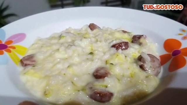 Risoto de abobrinha com linguiça defumada