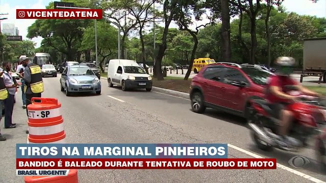 Bandido é baleado durante tentativa de roubo de moto. Mais informações: band.com.br/brasilurgente