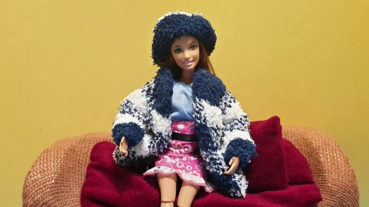 DIY Barbie Doll Winter Jacket and Hat from Socks - How to make Doll Jacket and Hat -Doll Clothes DIY