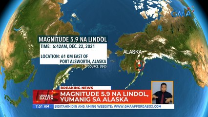 Magnitude 5.9 na lindol, yumanig sa Alaska | UB