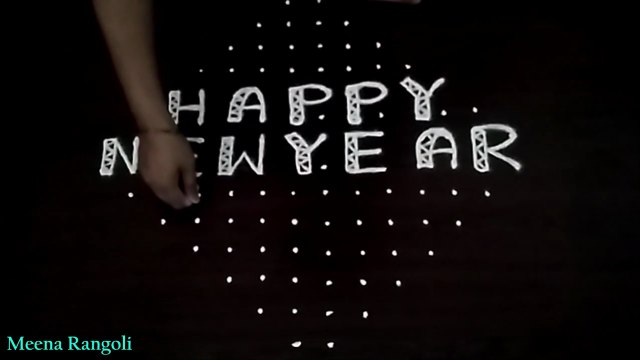 2022 Happy new year rangoli design with dots - 2022 new year kolam 2022 happy new year muggulu