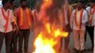 Kannada Flag Set on Fire: Activists Stage Protest.