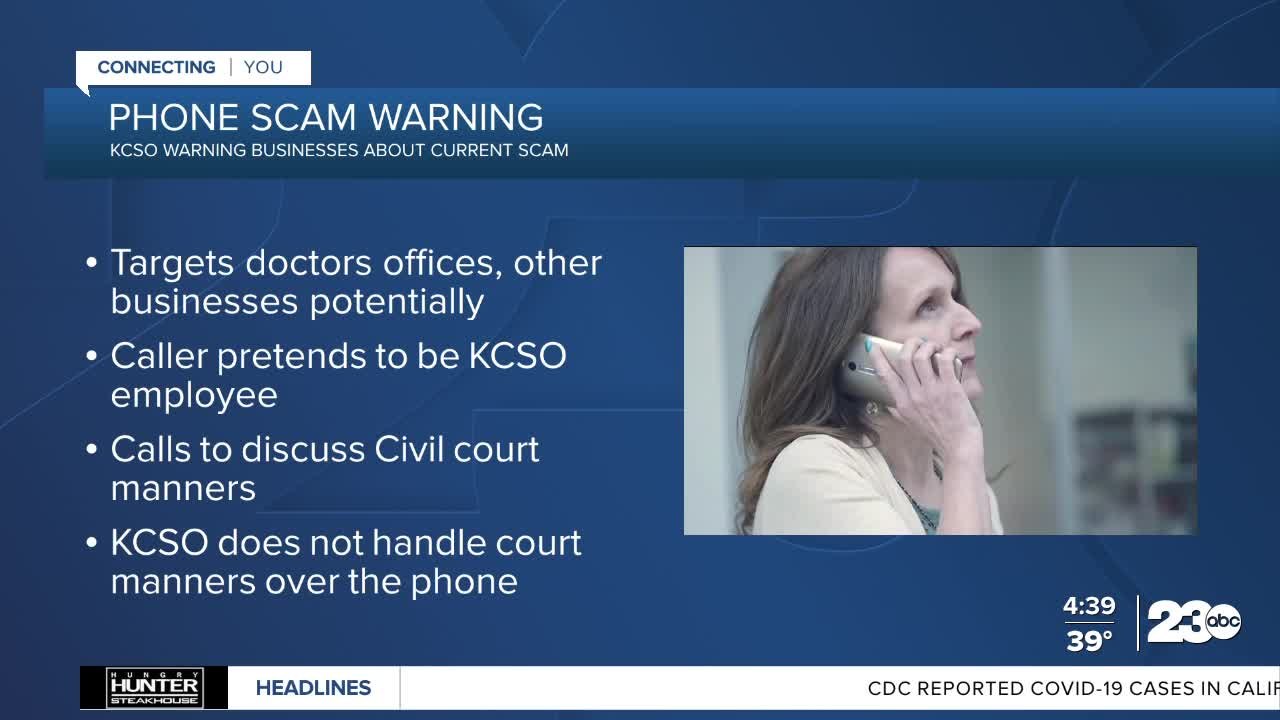 Kern County Sheriff's Office warns about phone scam targeting businesses