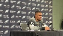 Jalen Hurts after 296 yards passing and two TDs rushing, one passing vs. Washington