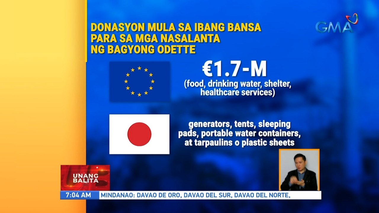 Donasyon mula sa ibang bansa para sa mga nasalanta ng bagyong Odette | UB