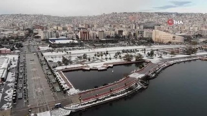 Beyaz örtüyle kaplanan Samsun havadan görüntülendi