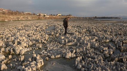 Son dakika... Binlerce yılda oluşan mikrobiyalitler Van Gölü'nün çekilmesiyle gün yüzüne çıktı
