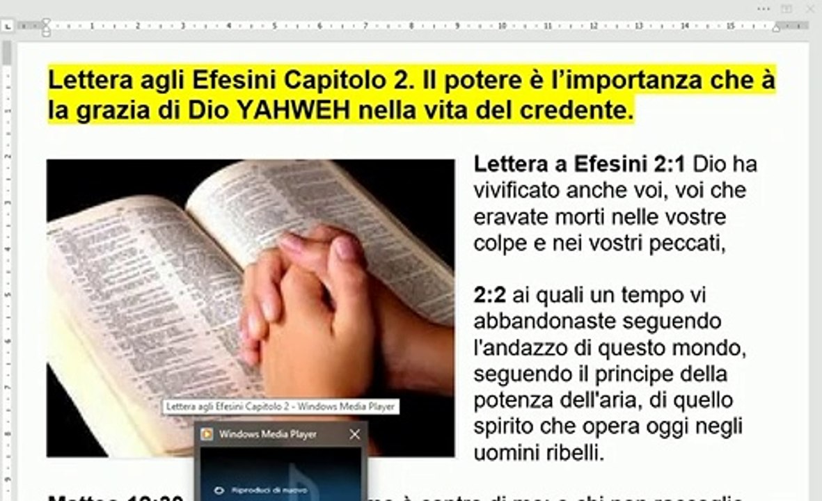 Lettera agli Efesini Capitolo 2 Il potere è l’importanza che à la VERA  grazia di Dio YAHWEH nella vita del credente