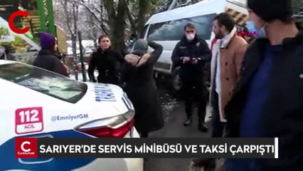 Sarıyer'de servis minibüsü ve taksi çarpıştı: 3 yaralı