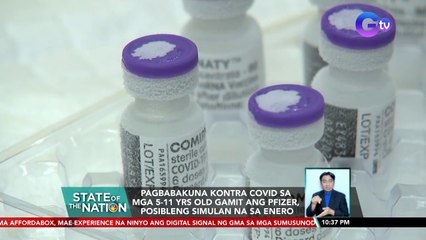 Pagbabakuna kontra-COVID sa mga 5-11 yrs old gamit ang PFIZER, posibleng simulan na sa Enero | SONA