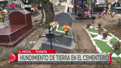 Hundimiento de tierra en cementerio de Cochabamba a causa de las lluvias