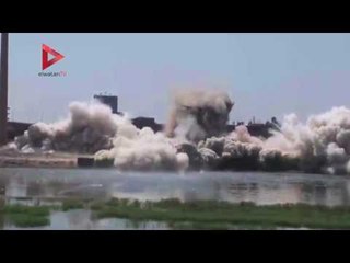 لحظة تفجير برج بنها المخالف في القليوبية