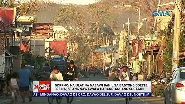 NDRRMC: Naiulat na nasawi dahil sa Bagyong Odette, 326 na; 58 ang nawawala habang 661 ang sugatan | 24 Oras News Alert