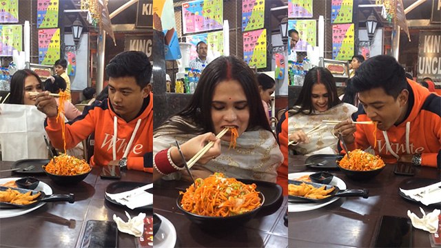 एक पति अपनी पत्नी को नूडल्स खाना सिखा रहा है. इस वीडियो को देखकर लोग कह रहे हैं कि यही सच्चा प्यार है.