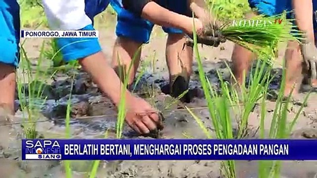 Siswa SMK 1 Ponogoro Terjun Langsung ke Sawah Belajar Proses Penanaman Padi