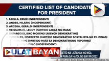 COMELEC, naglabas ng updated na listahan ng mga kandidato sa national position para sa Hatol ng Bayan 2022