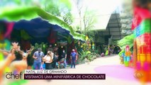 Lucas visita minifábrica de chocolate em Gramado no Natal Luz.confira!