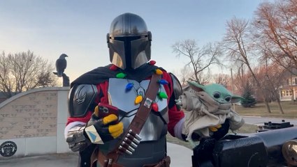 Santalorian spreading the holiday cheer