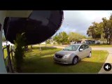 Wild Winds Send Trampoline On Top of Sedan